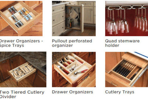 A variety of different types of kitchen drawer organizers.