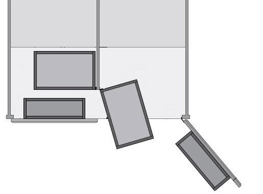 A drawing of a wall with some windows