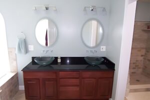 Master bathroom with dual vanity and modern fixtures